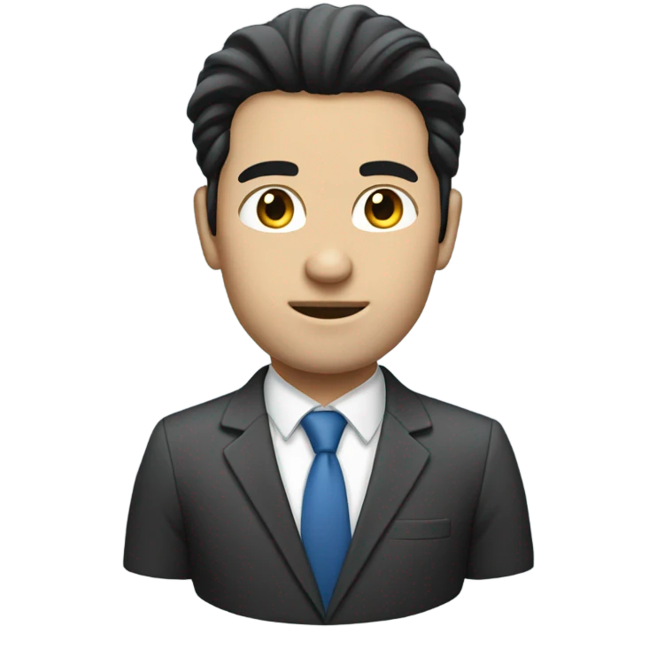 caucasian businessman black fluffy straight hair emoji