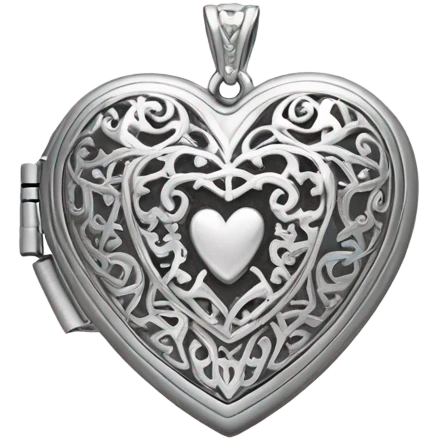Heart-shaped locket silver necklace  emoji