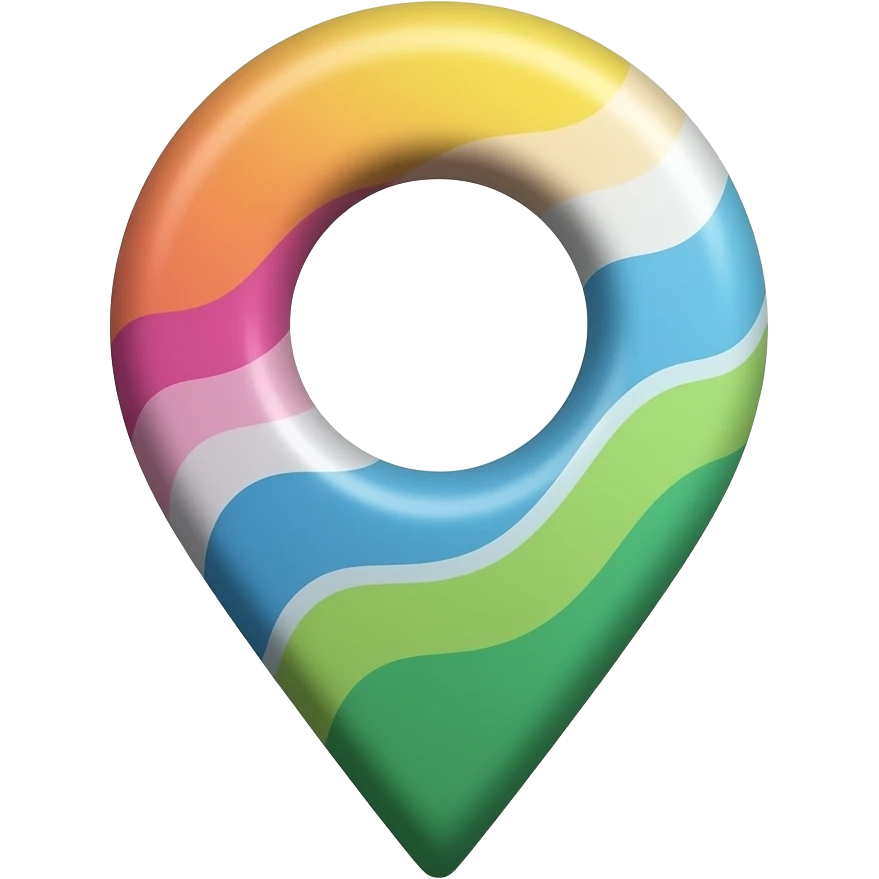 multi colored location pin emoji
