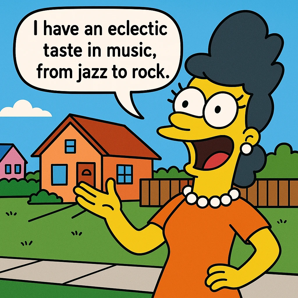 Eclectic – choosing from many different styles or ideas.
She has an eclectic taste in music, from jazz to rock. emoji