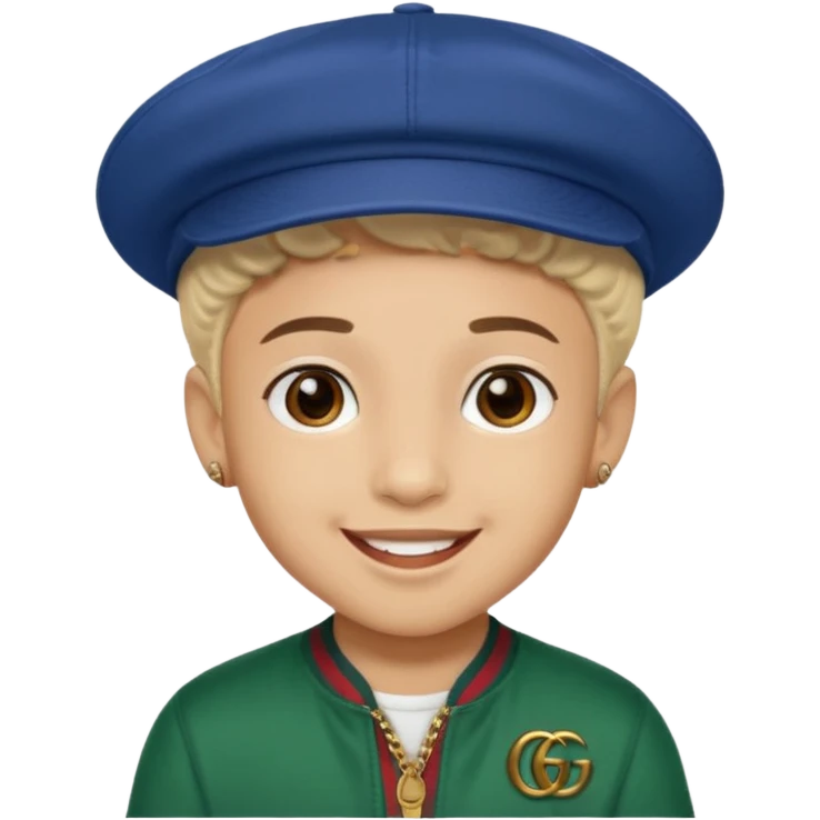 Ragazzo mulatto con cappello Gucci che fa il terzo dritto emoji