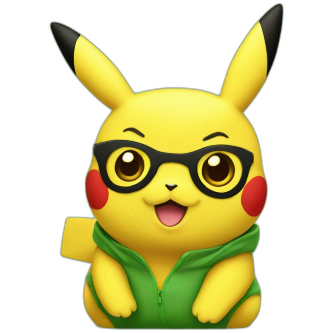 pikachu in green background emoji