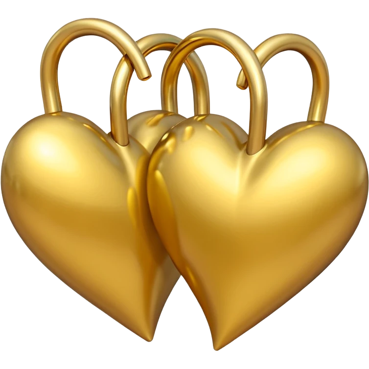 Two yellow gold hearts interlinked, metallic finish emoji