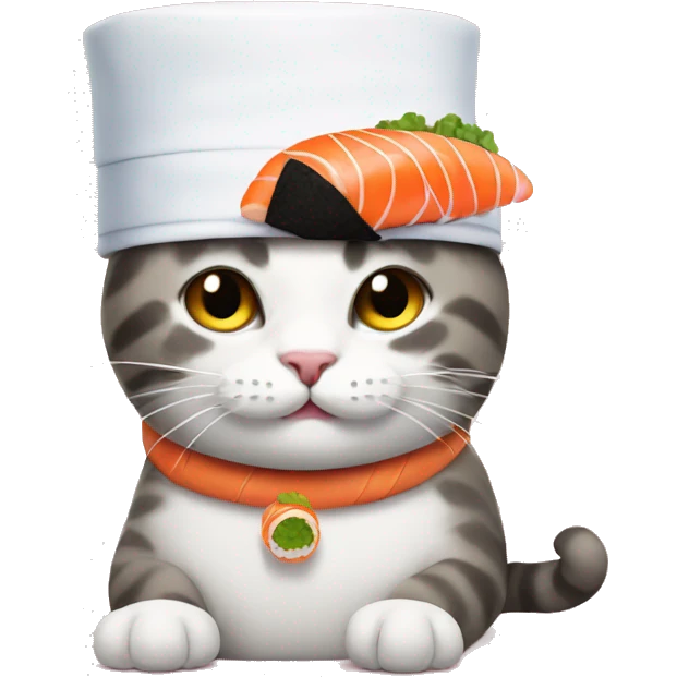 cat wearing sushi as a hat emoji