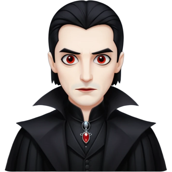Dracula with black hair, black outfit emoji