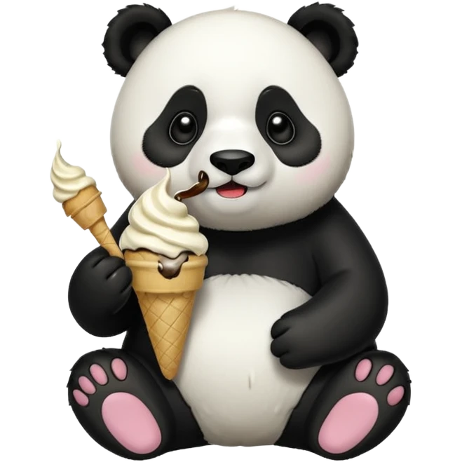 Panda eating ice cream emoji
