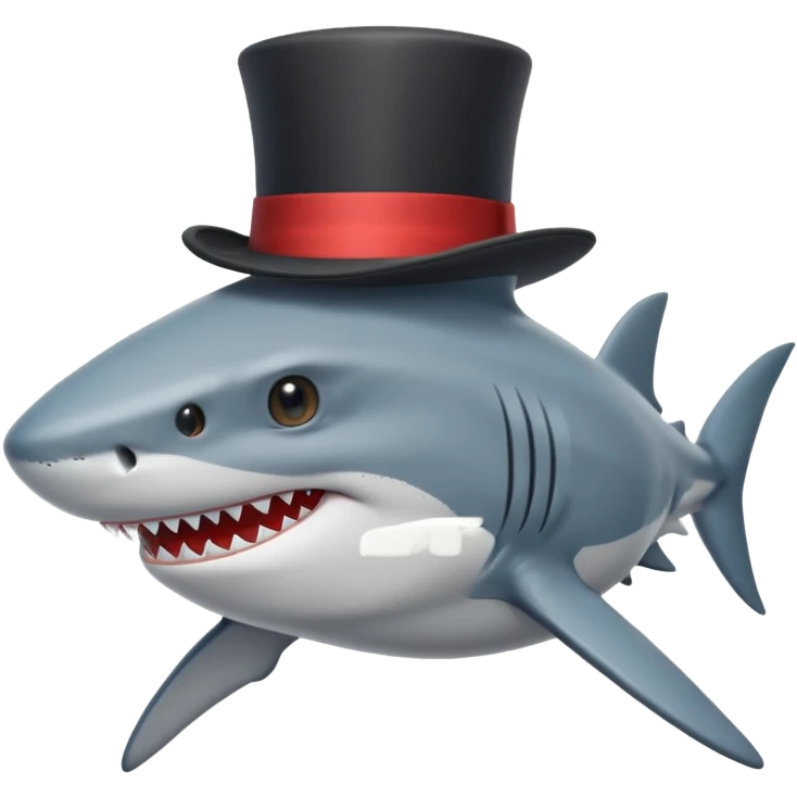 Shark with a top hat emoji