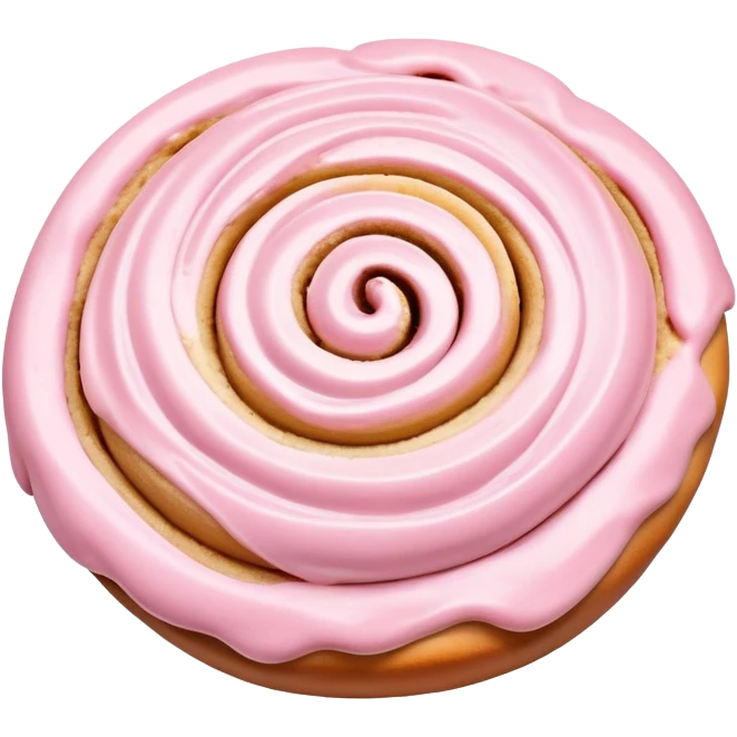 coquette cinnamon roll with pink frosting viewed from above emoji