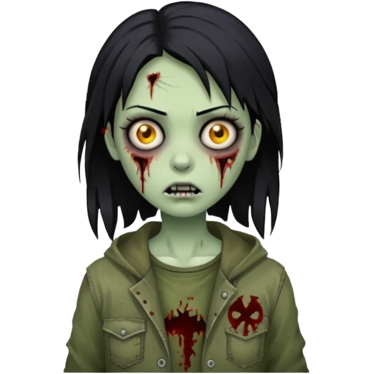 girl zombie with black hair emoji emoji