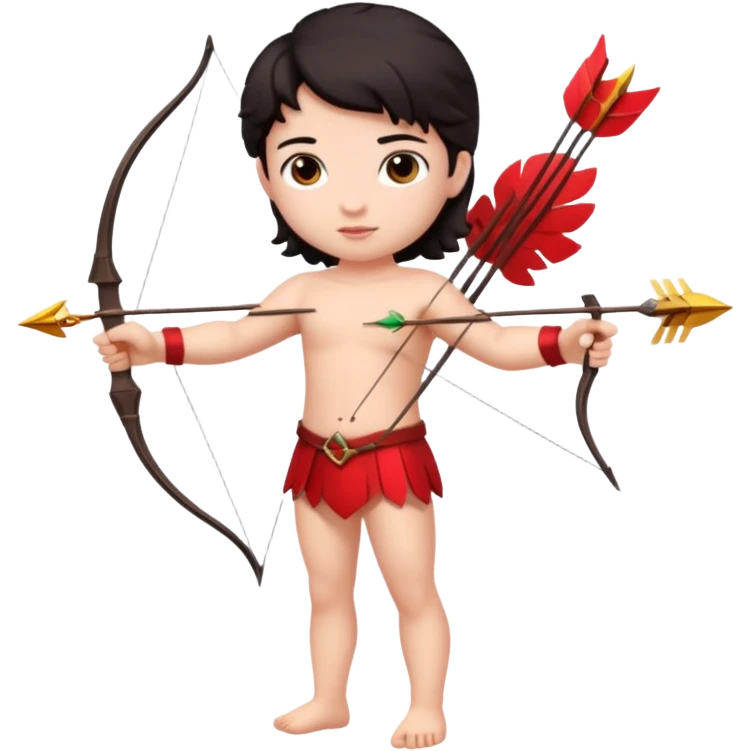 Full body Cupid with a bow and dark hair emoji