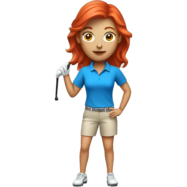 a female golf coach with red hair, blue shirt emoji