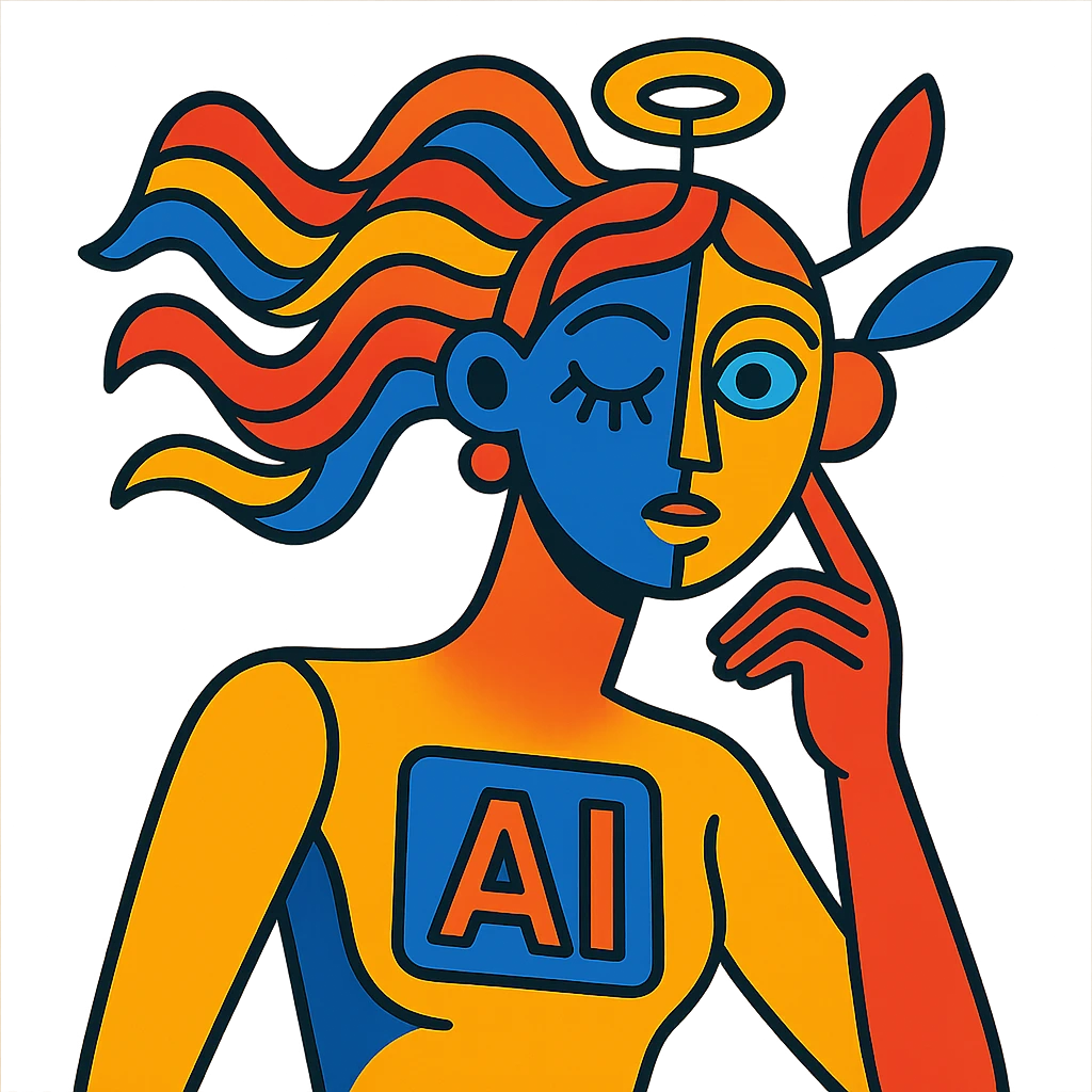 AI digital muse, abstract features, modern, artistic, no nudity emoji