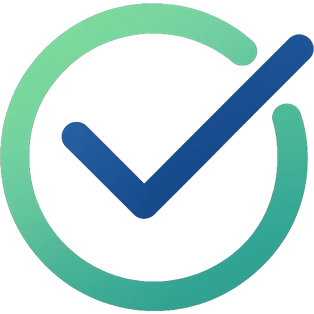 mobile app icon for Habit Loop, stylized checkmark forming a loop, fresh green and blue, minimal, no text emoji