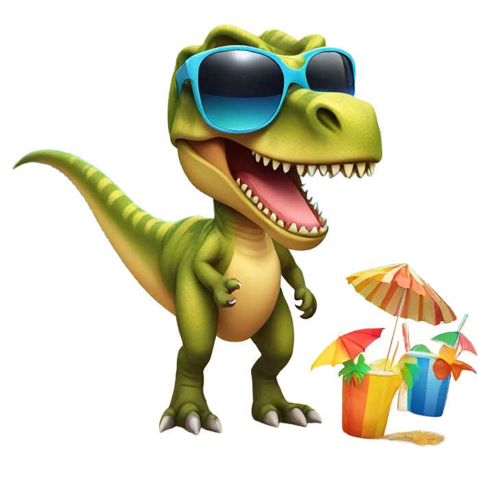 T-Rex at a beach party with sunglasses  emoji
