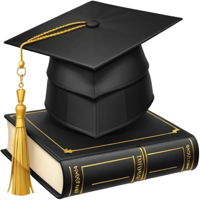 textbook with a graduation cap emoji