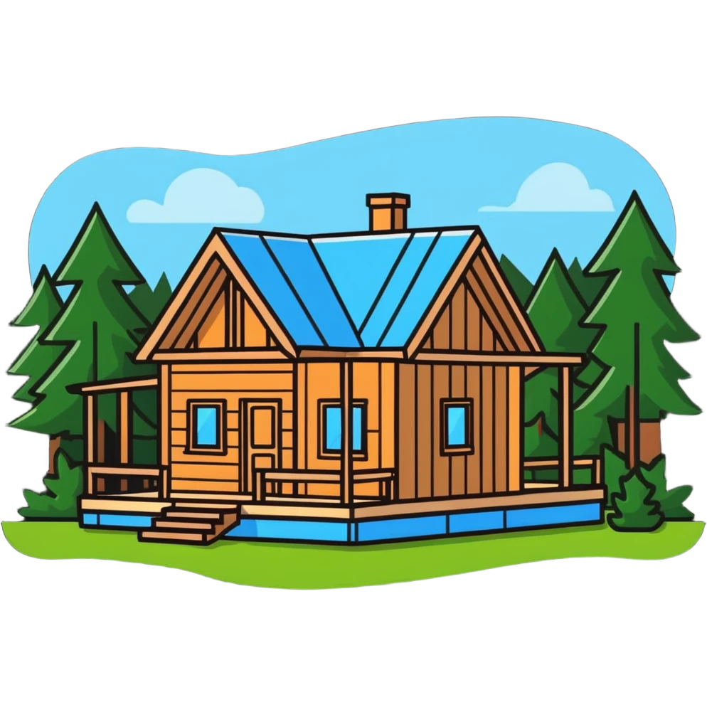 wooden cabin retreat under construction nestled in nature emoji