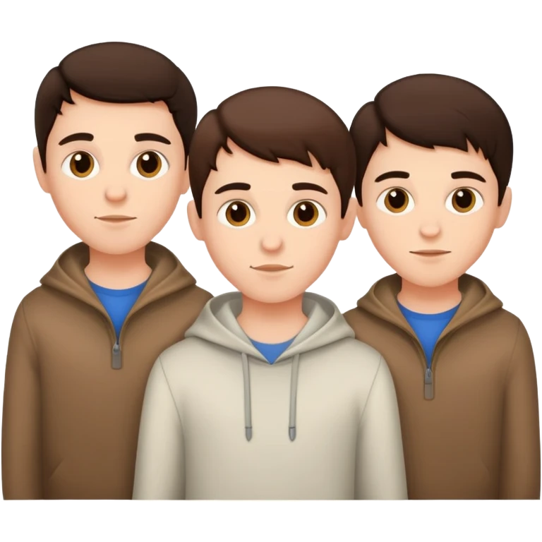 Three young  brunette brothers  emoji