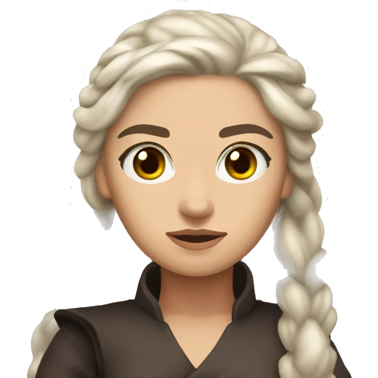 daenerys tan skin dark brown eyes long hair dark clothing serious emoji