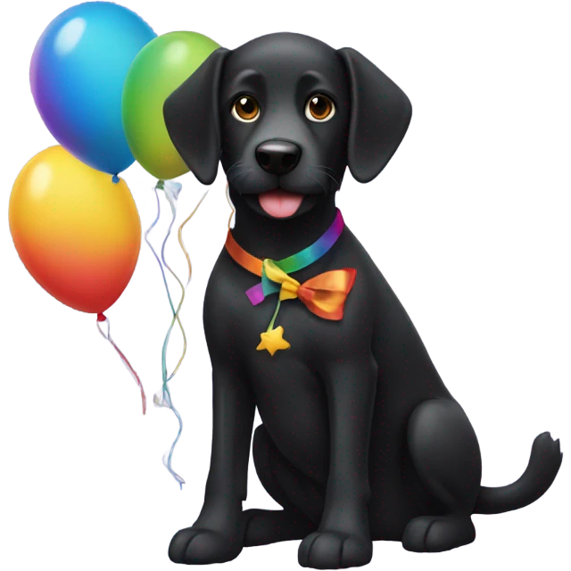 Black dog with balloons  emoji