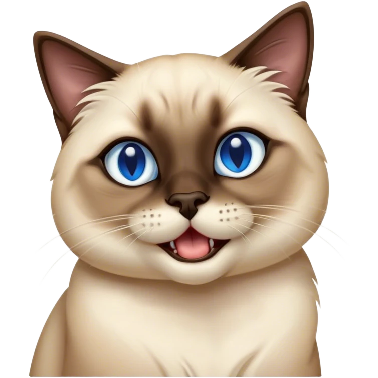 Cinematic Cute Yawning Siamese Cat Portrait Emoji, Head tilted slightly with a dramatic, wide-open yawn, sleek cream-colored fur with contrasting dark points on the ears, face, paws, and tail, piercing sapphire-blue eyes that are barely open, Simplified yet irresistibly adorable features, highly detailed, glowing with a soft, cozy glow, high shine, relaxed yet expressive, stylized with a touch of whimsy, bright and endearing, soft glowing outline, capturing the essence of a sleepy yet affectionate kitty, so drowsy it feels like it could stretch right out of the screen and curl up for a nap! emoji