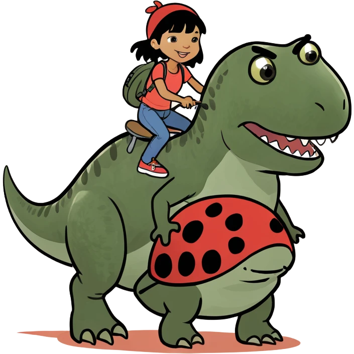Ladybug riding a t-Rex  emoji
