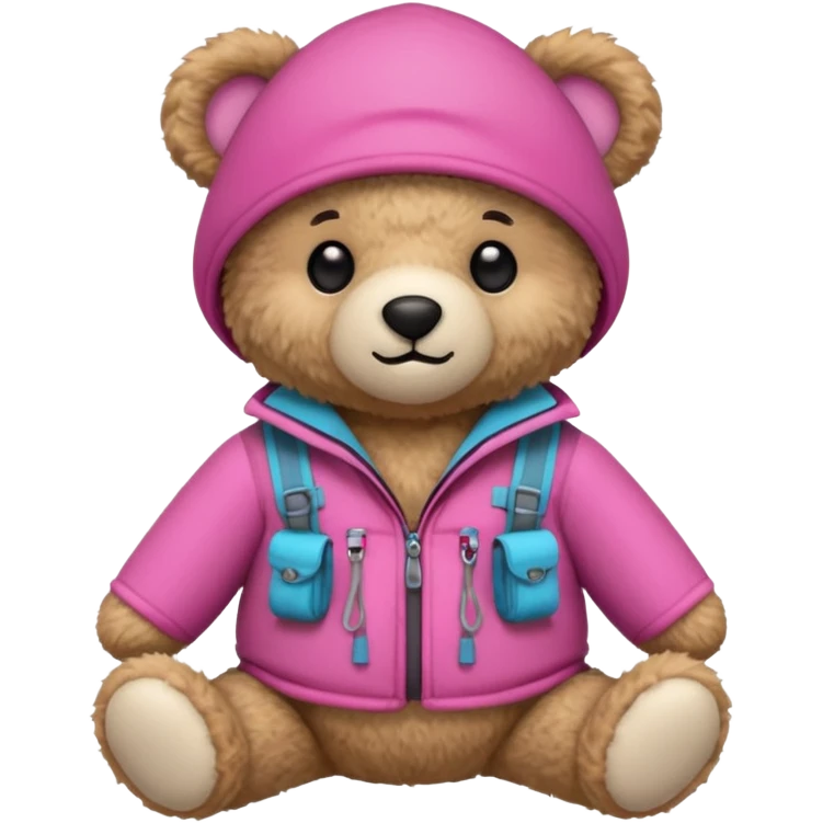  Teddy bear wearing pink camping emoji