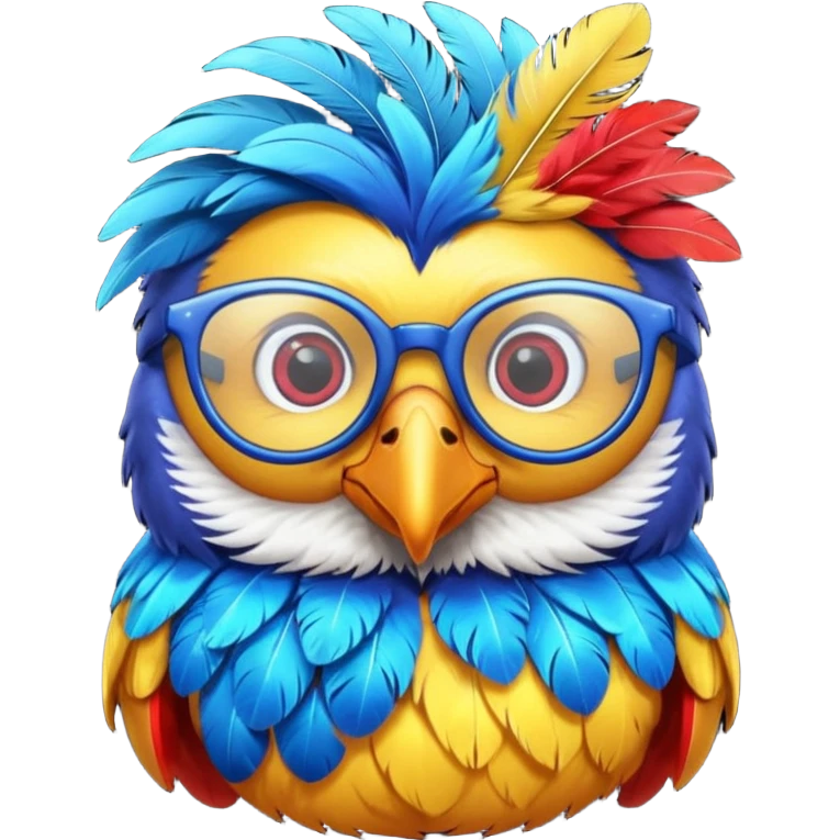 cool colorful bird with glassess emoji