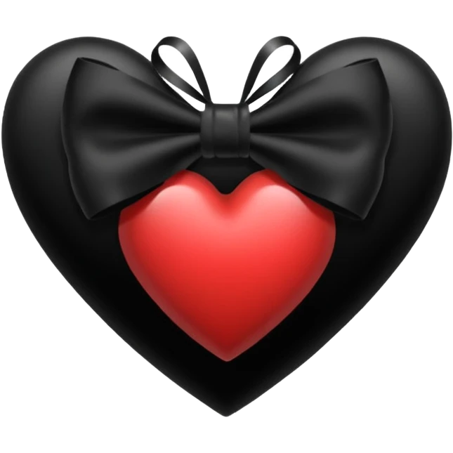 heart with a velvet bow, goth emoji
