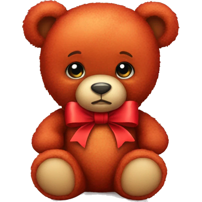 Cute red teddy bear with bow emoji