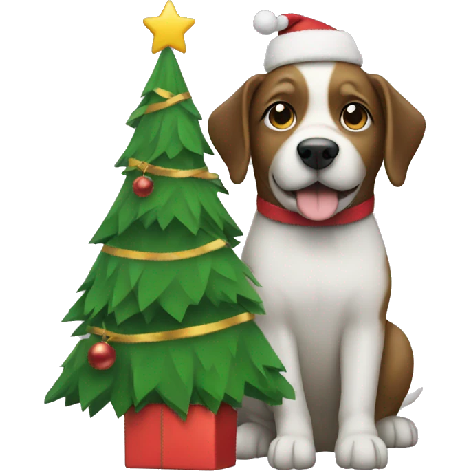 Dog holding christmas tree  emoji