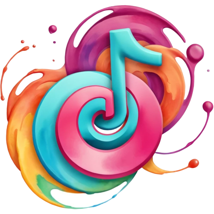 Realistic, watercolor, tiktok logo emoji