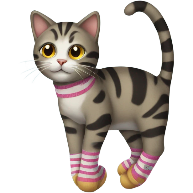 Cat wearing stripped socks emoji