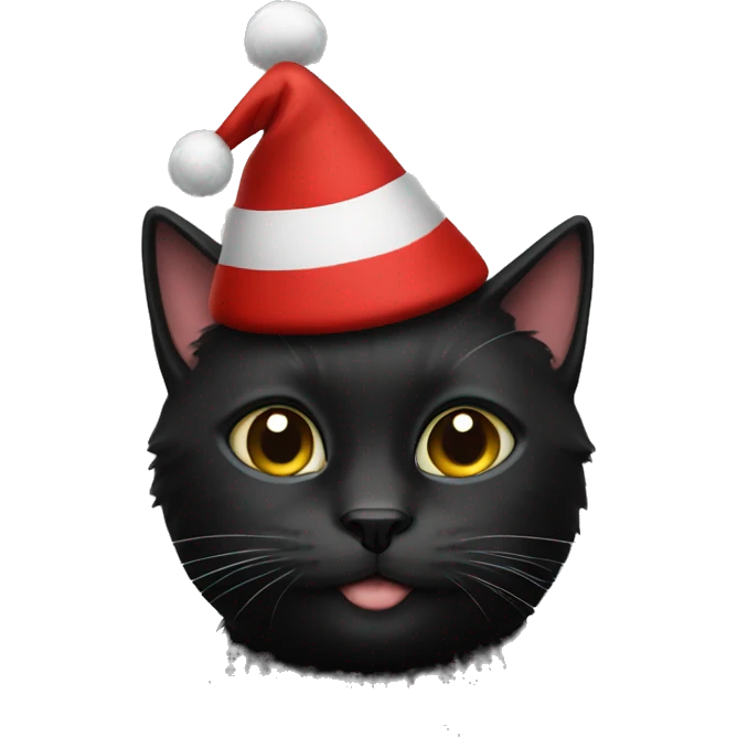 Black cat with Christmas hat on emoji