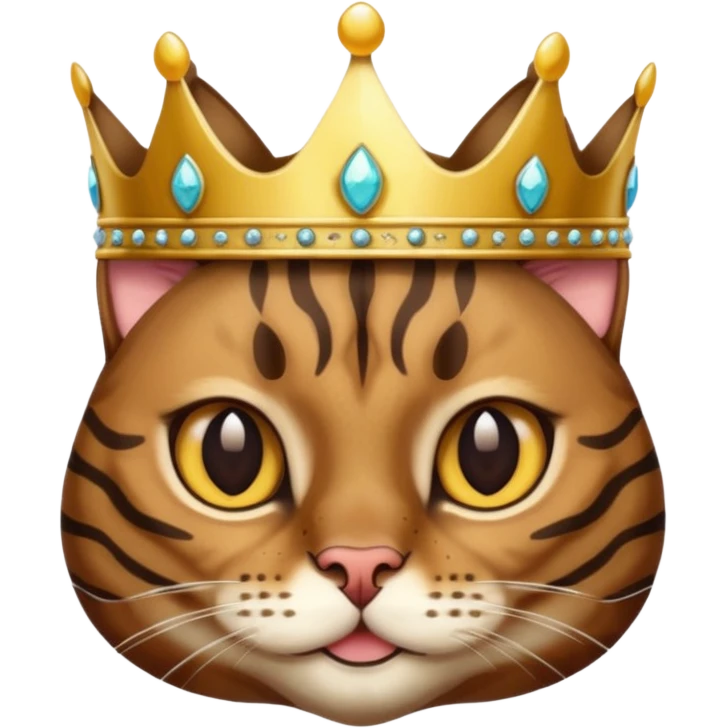 dark brown bengal cat with crown emoji