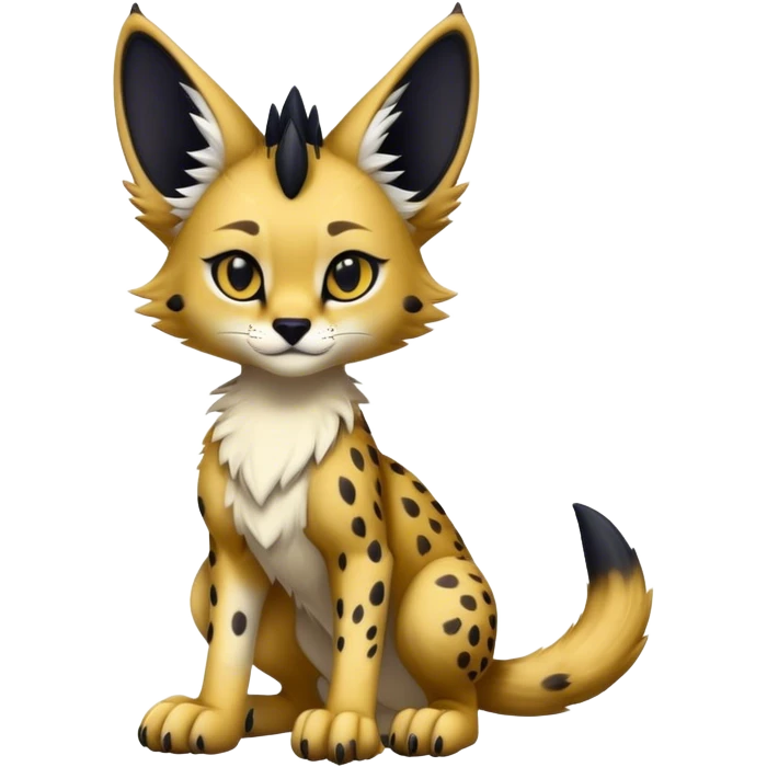 Epic Cute Dark Sergal-Serval-Vernid full body emoji