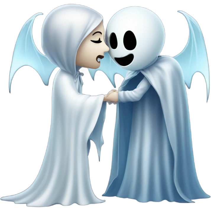 Ghost kissing Mae vampire emoji