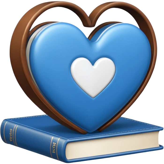  Blue and white heart + books emoji