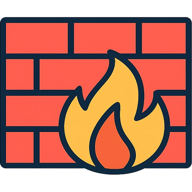 firewall icon, modern color outline style, clean and techy, for networking app emoji
