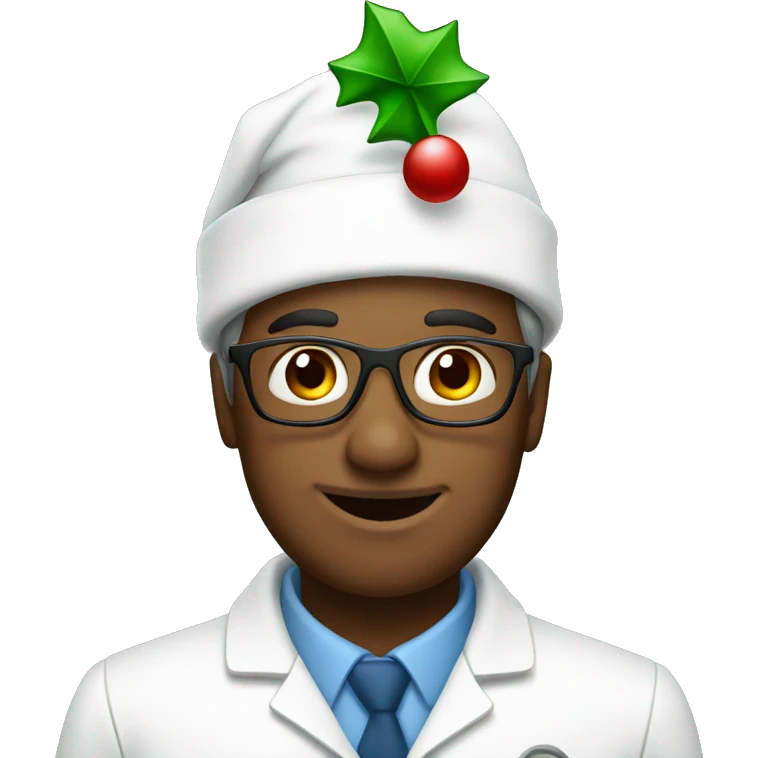 Pharmacist dressed up in Christmas hat emoji