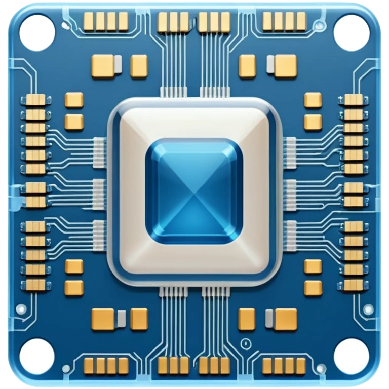 Blue transparent computer chip emoji