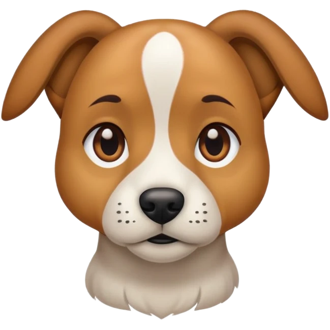 A dog with straight and tall hair with brown spots on the right eye and brown ears emoji