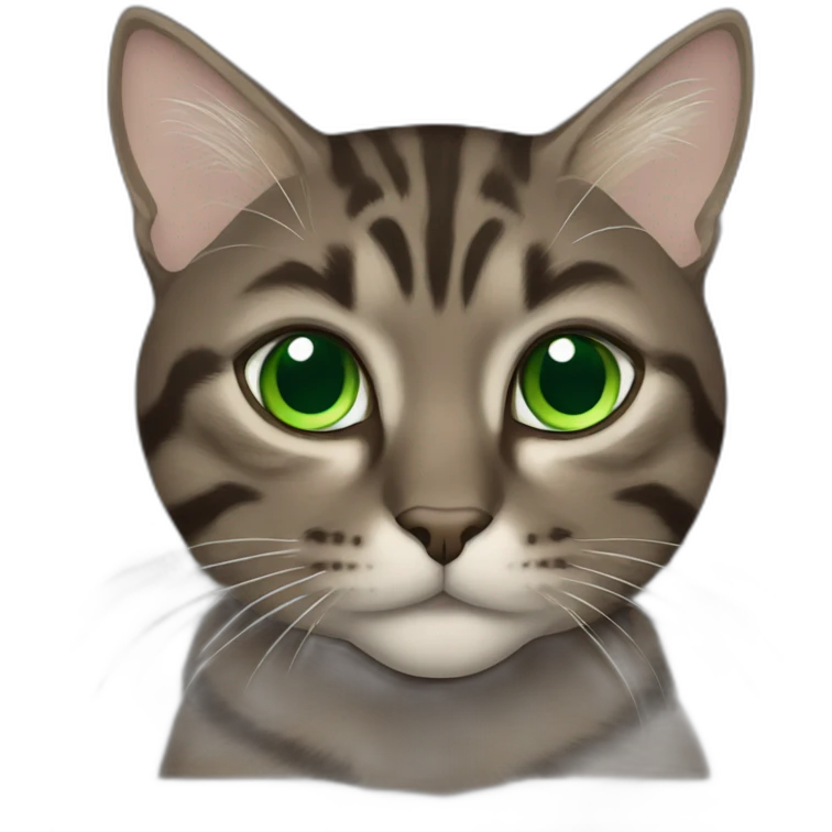 Dark brown tabby cat with Green eyes emoji