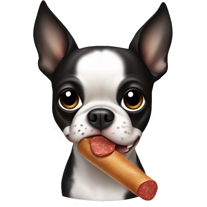 Boston terrier eating a sausage emoji