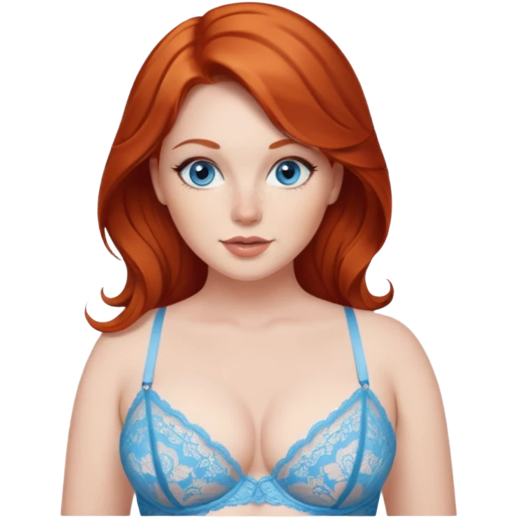 Lingerie Curvy redhead blue eyes emoji