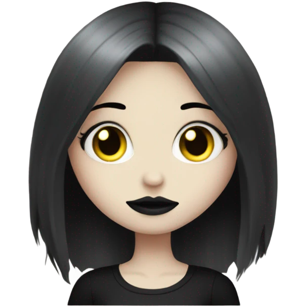  Pale Goth girl smiley face with long eyelashes and big lips and hands with long nails emoji