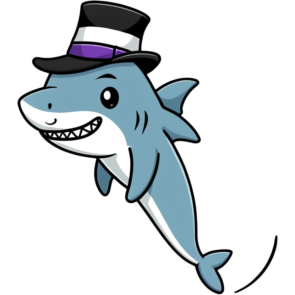 shark wearing a top hat emoji
