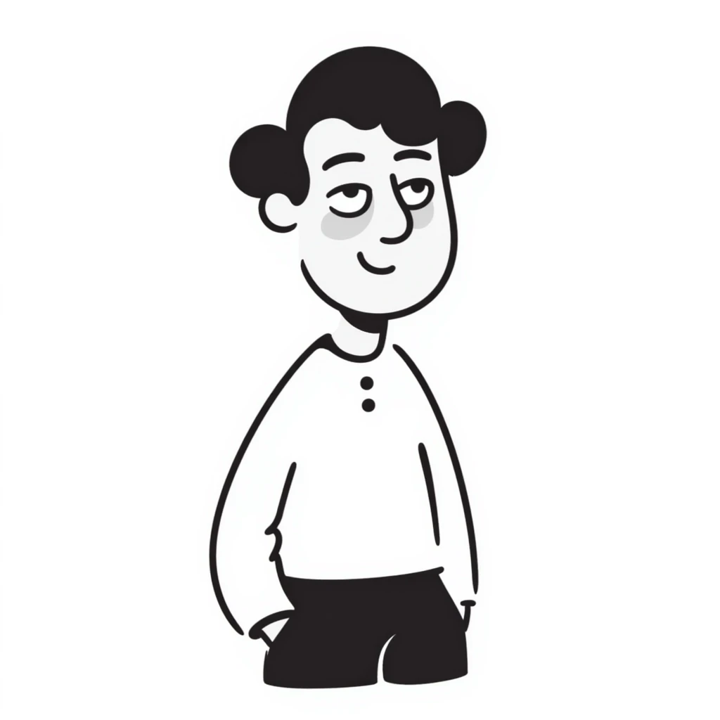 Simple drawing of a man with an unusually large forehead, cartoon character, male emoji