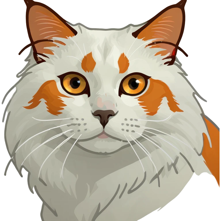White and orange ragdoll cat with orange eyes  emoji