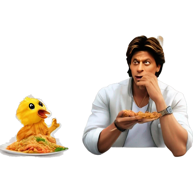 srk eat chicken legpices with momo in front of tajmahal emoji