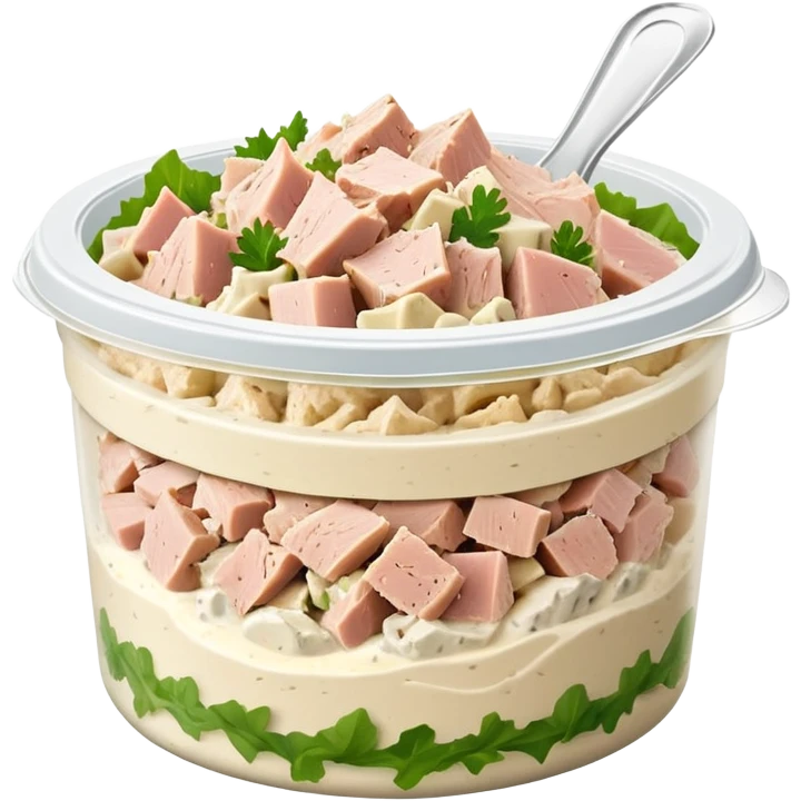 Creamy flakey tuna salad in a deli tub emoji